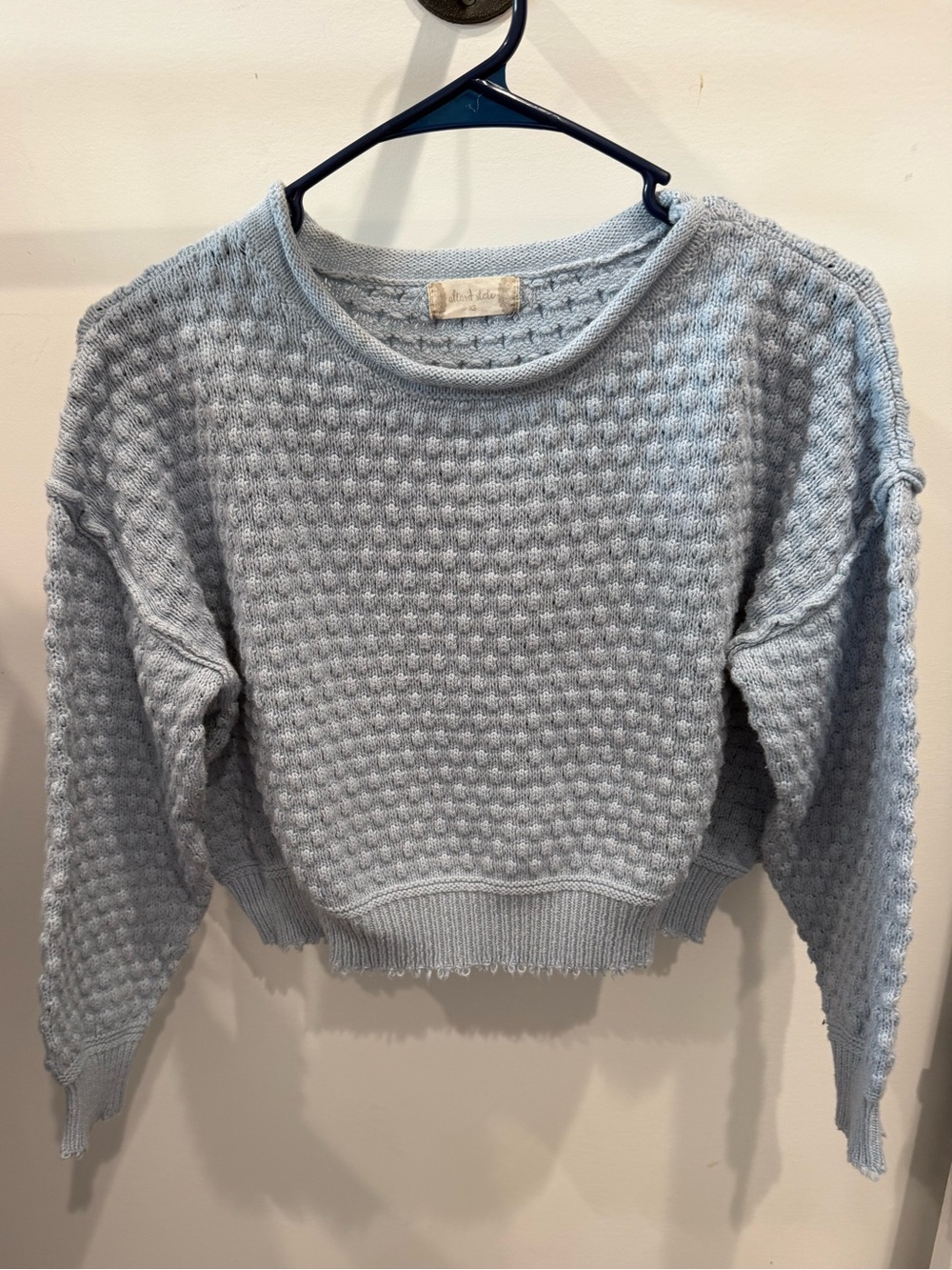 Altar'd State Light Blue Textured Waffle Crewneck Sweater